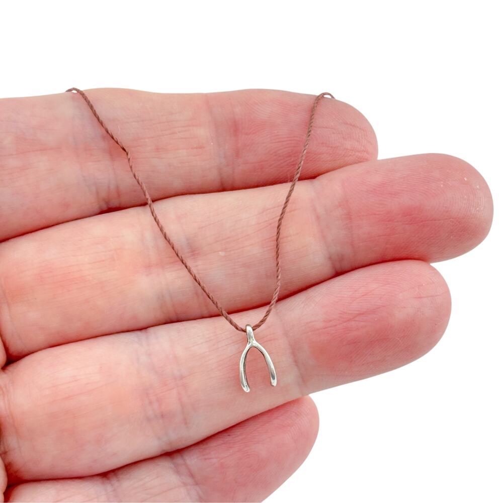 Vintage Sterling Silver 925 Wishbone Pendant Necklace 16"